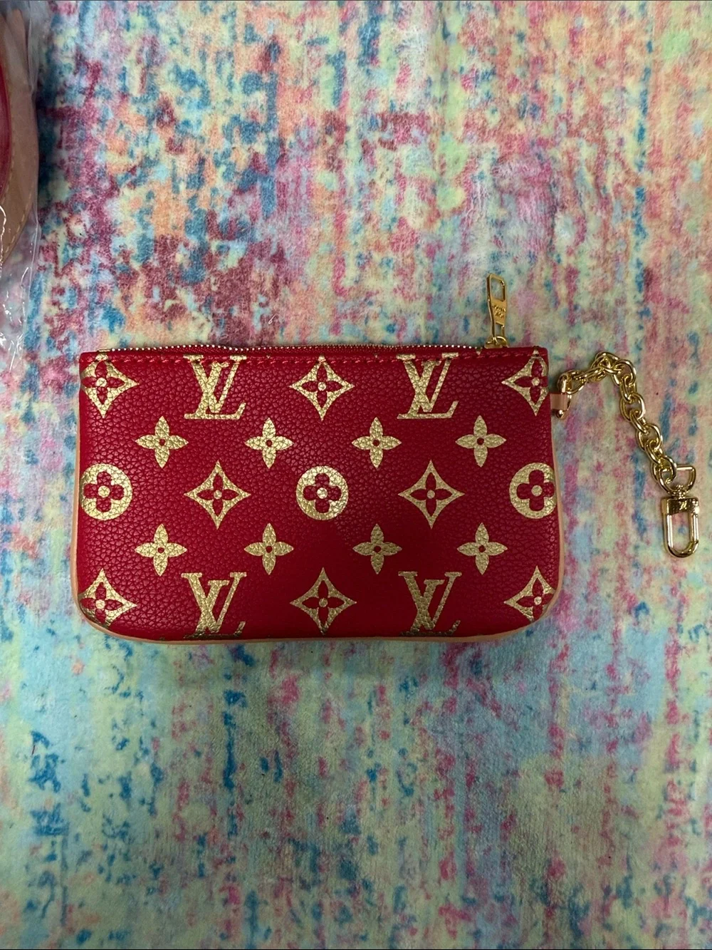 Red Monogram Canvas with Gold Accents